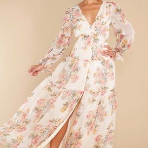 Red Dress enchanting looks blush floral maxi dress